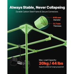 Sisäkasviteltta 600D mylar-pinnoitettu kangas 120 x 60 x 180 cm metallirunkoinen valotiivis