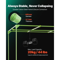 Kasviteltta sisäkäyttöön 1500x1500x2000 mm 600D Oxford-kangas heijastava polyesterikalvo LED-kasvivalolla