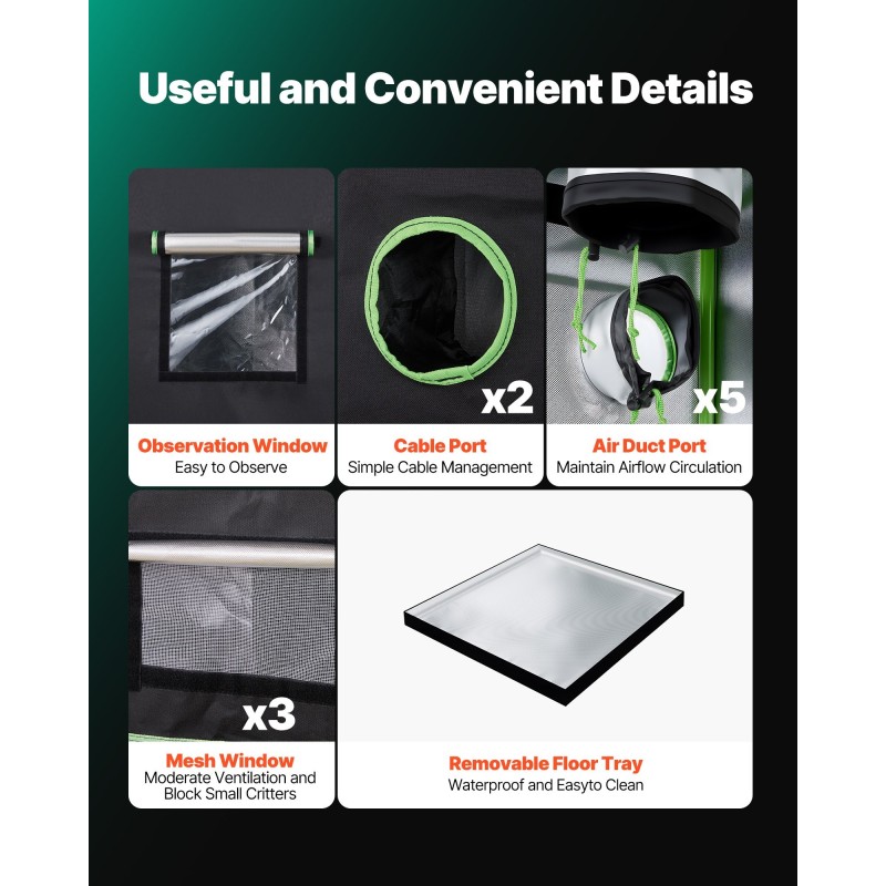 Kasviteltta sisäkäyttöön 1500x1500x2000 mm 600D Oxford-kangas heijastava polyesterikalvo LED-kasvivalolla