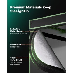 Kasviteltta sisäkäyttöön 80 x 80 x 180 cm 600D Oxford-kangas heijastavalla sisäpinnalla