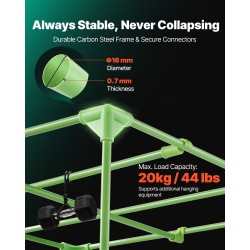 Kasviteltta sisäkäyttöön 80 x 80 x 180 cm 600D Oxford-kangas heijastavalla sisäpinnalla