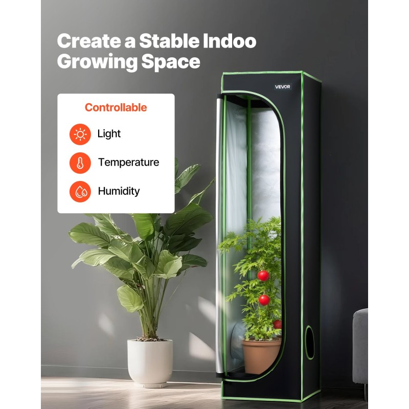 Sisäkasviteltta 600D kangas heijastava polyesterikalvo mitat 400x400x1600 mm