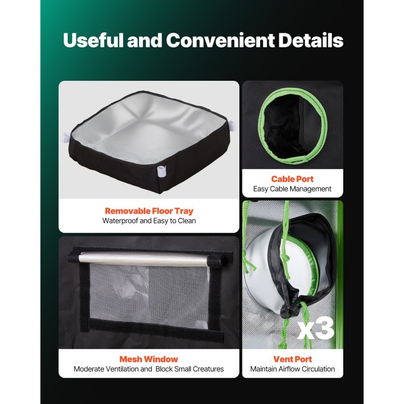 Sisäkasviteltta 600D kangas heijastava polyesterikalvo mitat 400x400x1600 mm