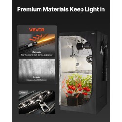 Kasviteltta 100x100x200 cm 600D Oxford-kankaalla täyden spektrin LEDillä ja ilmanvaihdolla