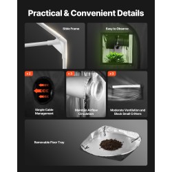 Kasviteltta 600D 60x60x180 cm sisäkäyttöön 100 W täysspektri LED