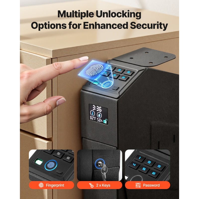 Liukuva pistoolikaappi kylmävalssattu teräs yksi käsiase ja yksi lipas sormenjälkilukko