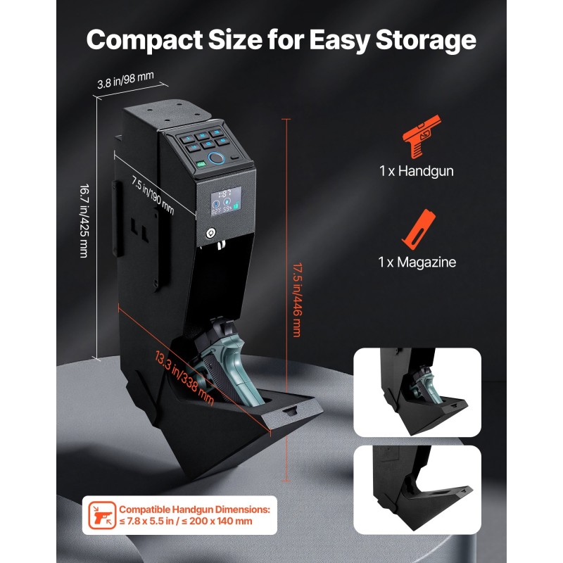 Liukuva pistoolikaappi kylmävalssattu teräs yksi käsiase ja yksi lipas sormenjälkilukko