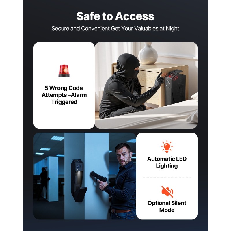 Liukuva pistoolikaappi kylmävalssattu teräs yksi käsiase ja yksi lipas sormenjälkilukko