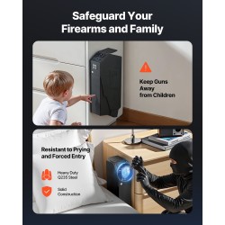 Liukuva pistoolikaappi kylmävalssattu teräs yksi käsiase ja yksi lipas sormenjälkilukko