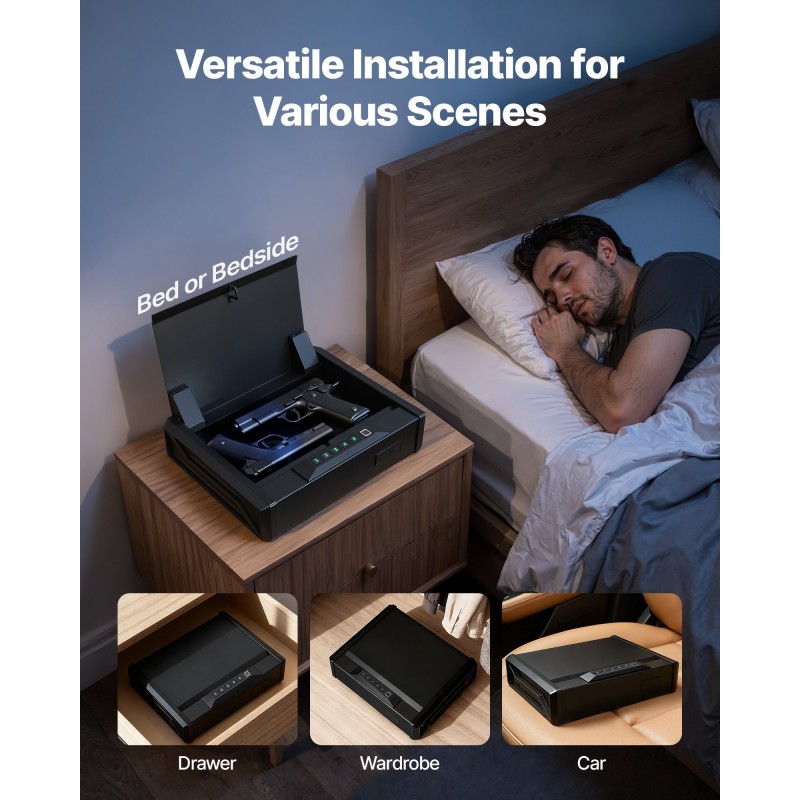 Pistoolikaappi kylmävalssattua terästä kaksi asetta kaksi lipasta sormenjälkitunnistus kompakti