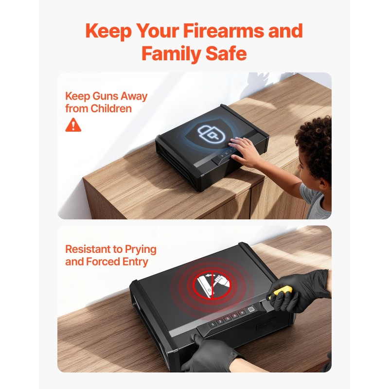 Pistoolikaappi kylmävalssattua terästä kaksi asetta kaksi lipasta sormenjälkitunnistus kompakti