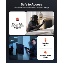Liukukannellinen pistoolikaappi kylmävalssattu teräs vaahtomuovivuoraus yksi käsiase ja lipas sormenjälki PIN-koodi hätäavain