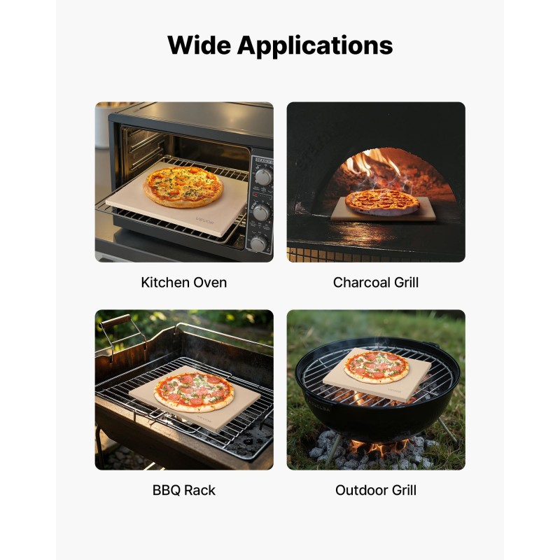 Pizzakivi kordieriitti 38 x 30 cm 15 mm suorakulmainen uuniin ja grilliin