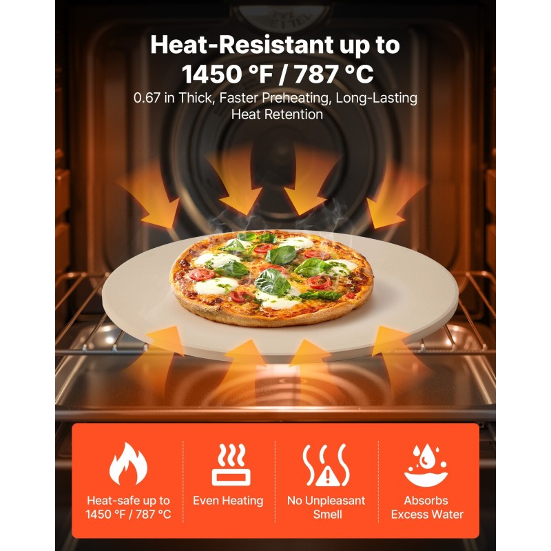 Pizzakivi pyöreä kordieriitti halkaisija 406 mm paksuus 17 mm