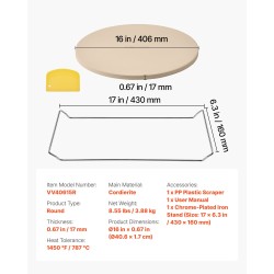 Pizzakivi pyöreä kordieriitti halkaisija 406 mm paksuus 17 mm