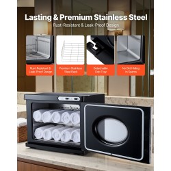 Pyyhenlämmitinkaappi 23 litraa alumiiniseosinen sisätila ruostumaton teräs puhdistuslamppu 36 pyyhettä