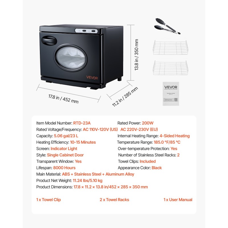 Pyyhenlämmitinkaappi 23 litraa alumiiniseosinen sisätila ruostumaton teräs puhdistuslamppu 36 pyyhettä