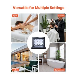 Kuumapyyhekaappi kahdeksan litraa ruostumaton terästeline höyrydesinfiointi kaksitoista pyyhettä musta