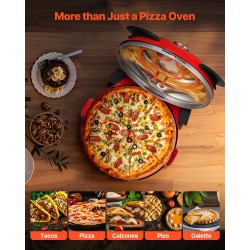 Sähköinen pizzauuni 1200W 304,8 mm kordieriittikivellä työtasolle punainen