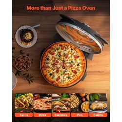 Sähköinen pöytäpizzauuni 1200 wattia musta 305 millimetrin kordieriittikivi