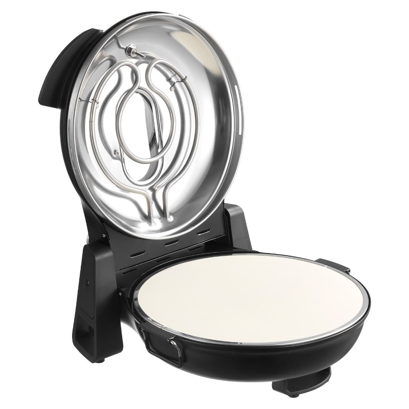 Sähköinen pöytäpizzauuni 1200 wattia musta 305 millimetrin kordieriittikivi