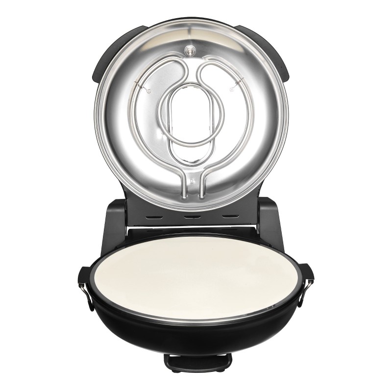 Sähköinen pöytäpizzauuni 1200 wattia musta 305 millimetrin kordieriittikivi