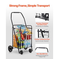 Ostos- ja kuljetuskärry rautarunkoinen taitettava 40,8 kg 39 l musta