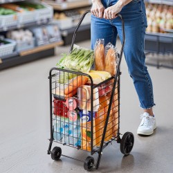 Ostos- ja kuljetuskärry rautarunkoinen taitettava 40,8 kg 39 l musta