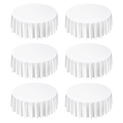 Pyöreä pöytäliinasetti valkoinen polyesterikangas 6 kpl halkaisija 3048 mm juhliin