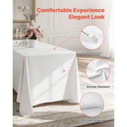 Polyesteriset valkoiset suorakaiteen pöytäliinat koko 1778×3048 mm 6 kpl juhliin