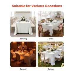 Polyesteriset valkoiset suorakaiteen pöytäliinat koko 1778×3048 mm 6 kpl juhliin