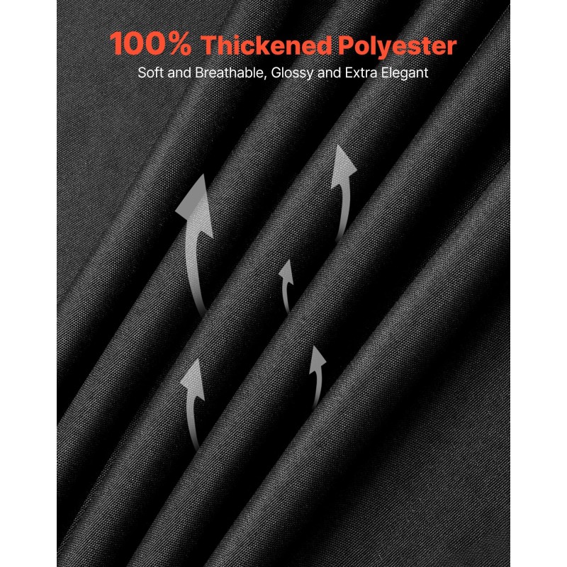 Pöytäliinasetti polyesterikangas 6 kpl musta suorakaiteisille pöydille 177,8 x 304,8 cm