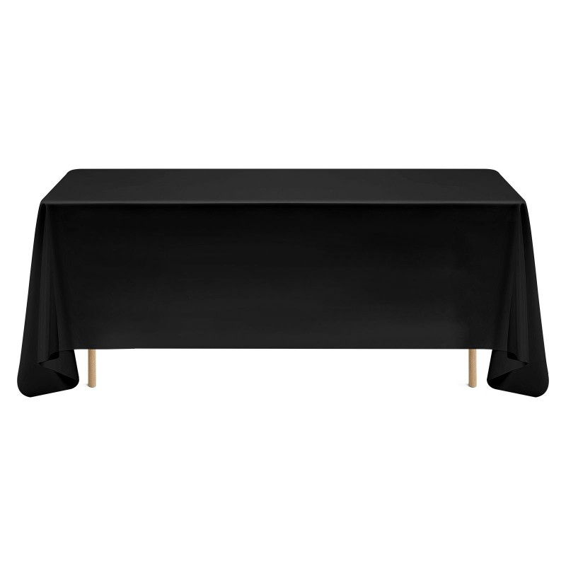 Pöytäliinasetti polyesterikangas 6 kpl musta suorakaiteisille pöydille 177,8 x 304,8 cm