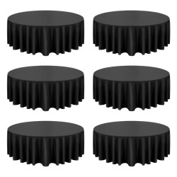 Pyöreä polyesteripöytäliinasetti kuusi kappaletta halkaisija 3048 mm musta juhliin