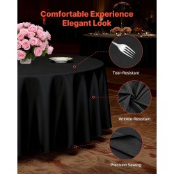 Pyöreä polyesteripöytäliinasetti kuusi kappaletta halkaisija 3048 mm musta juhliin