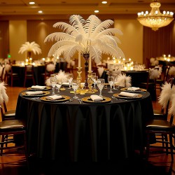 Pyöreä polyesteripöytäliinasetti kuusi kappaletta halkaisija 3048 mm musta juhliin