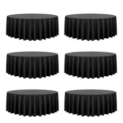 Pyöreä polyesteripöytäliinasetti kuusi kappaletta halkaisija 3048 mm musta juhliin