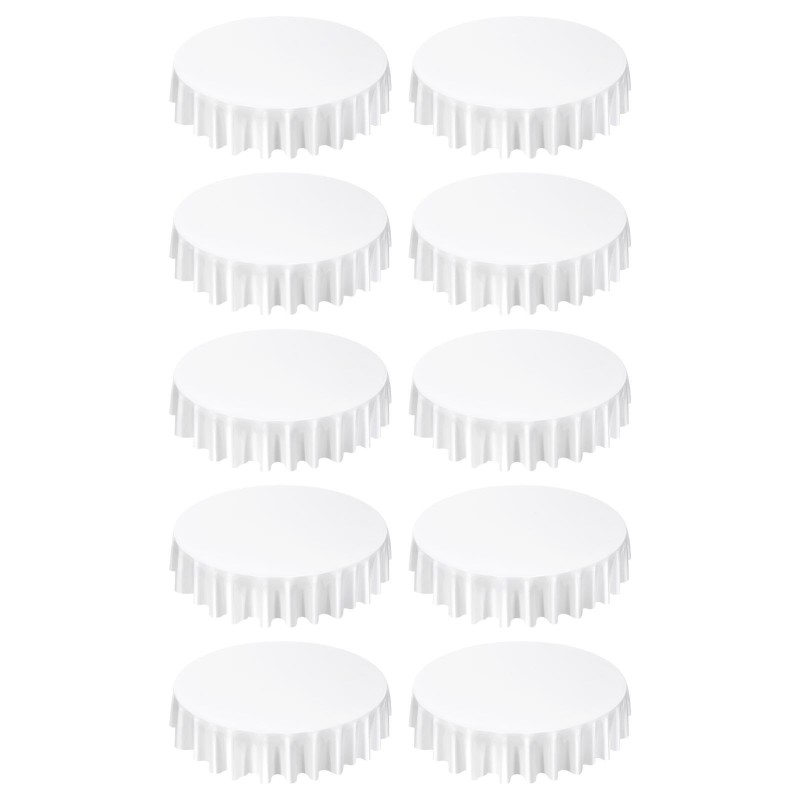 Pöytäliinasetti pyöreä polyesterikangas valkoinen 10 kpl 90 tuumaa konepestävä