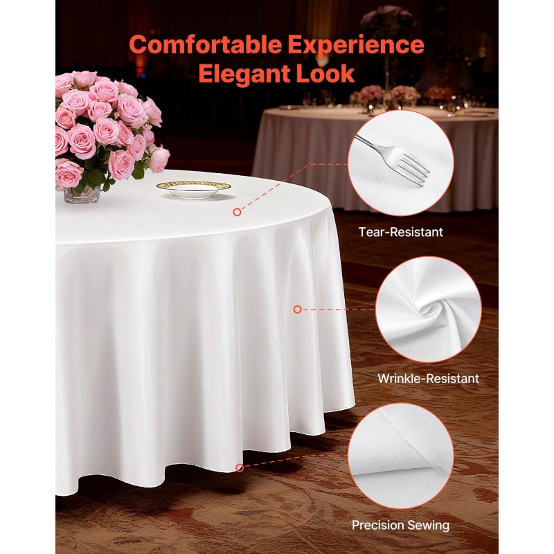 Pyöreä pöytäliina polyesterikankaasta halkaisijaltaan 3048 millimetriä 2 kappaletta valkoinen