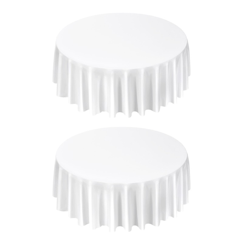Pyöreä pöytäliina polyesterikankaasta halkaisijaltaan 3048 millimetriä 2 kappaletta valkoinen