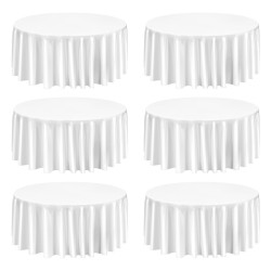 Pyöreät valkoiset polyesteripöytäliinat 6 kpl 3352 mm halkaisijalla häihin