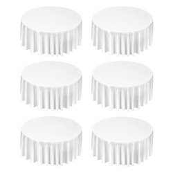Pyöreät valkoiset polyesteripöytäliinat 6 kpl 3352 mm halkaisijalla häihin