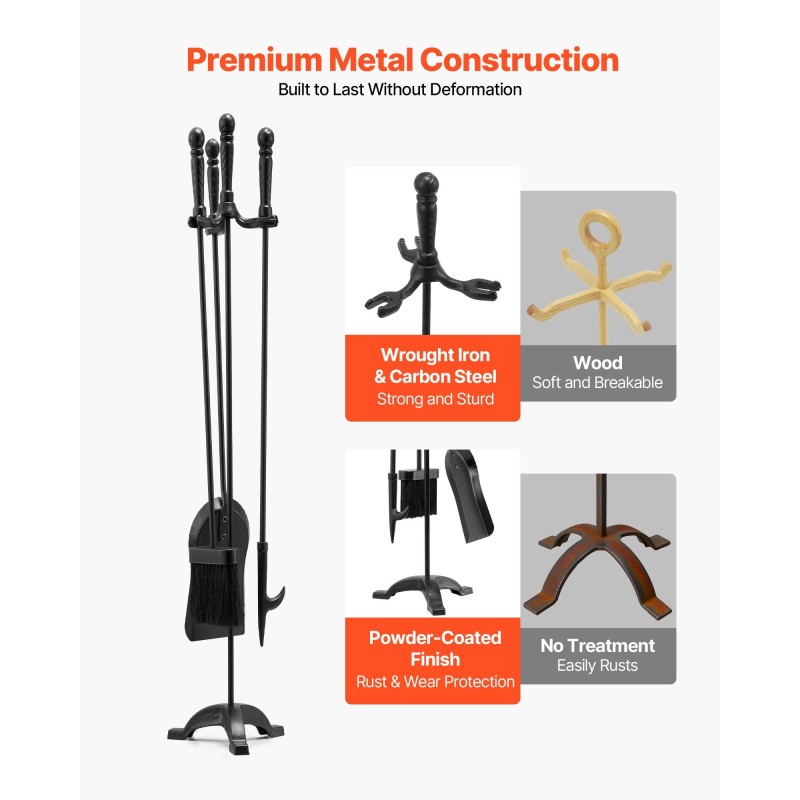 4-osainen takan työkalusarja taottua rautaa musta kolmihaarainen jalusta