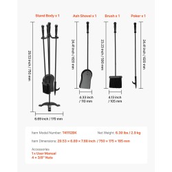 4-osainen takan työkalusarja taottua rautaa musta kolmihaarainen jalusta