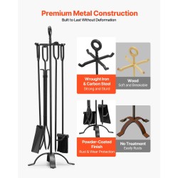 Takkatyökalusetti 5-osainen taotusta raudasta ja hiiliteräksestä sisä- ja ulkokäyttöön