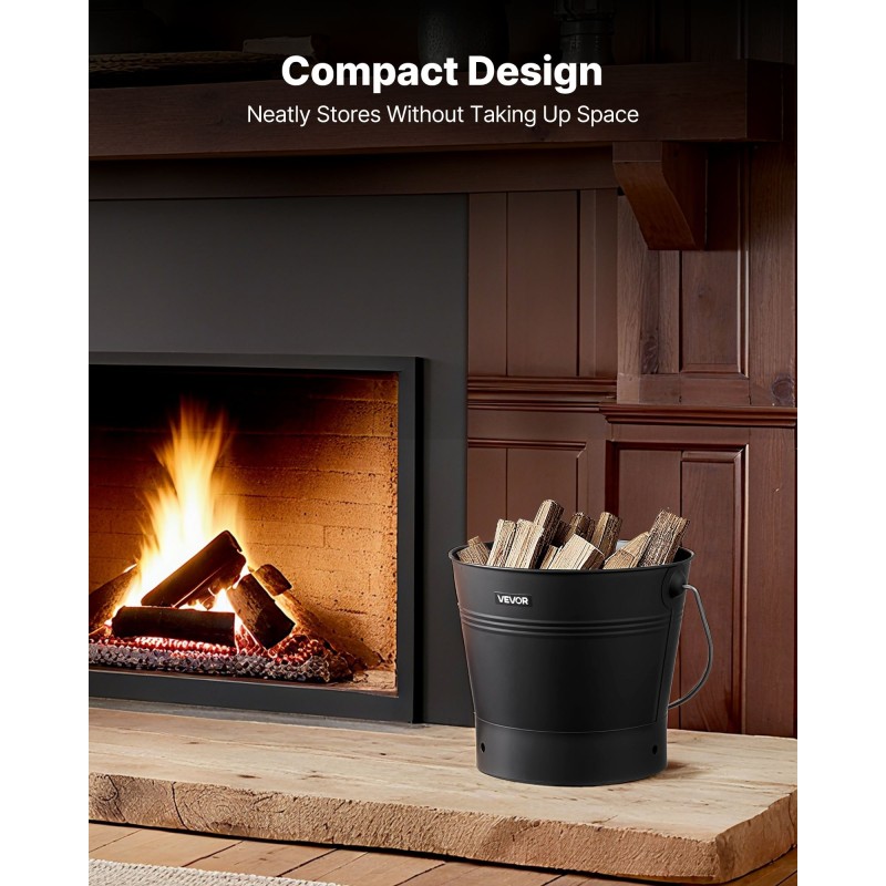 Takan tuhkaämpäri 4-osainen hiiliteräs 9,8 l musta sisä ja ulkokäyttöön