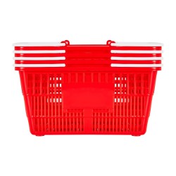 Ostoskorit muoviset 21 l 4 kpl pinottavat punaiset myymäläkäyttöön