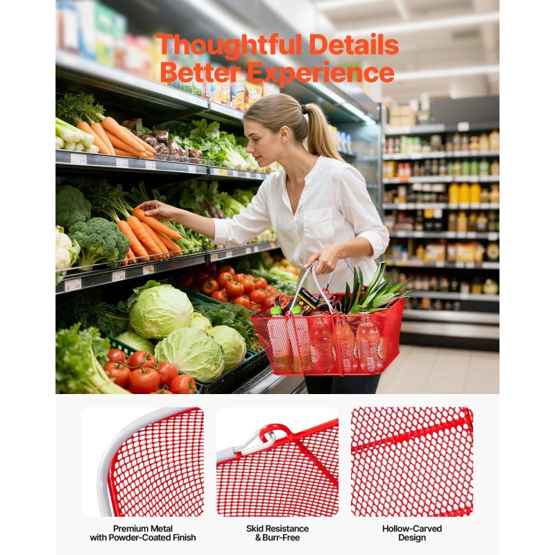 Pinottavat rautaiset ostoskorit 22 l 12 kpl punainen 20 kg kantavuus