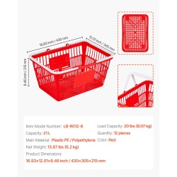 Ostoskorit polyeteenimuoviset pinottavat 21 L 12 kpl punaiset
