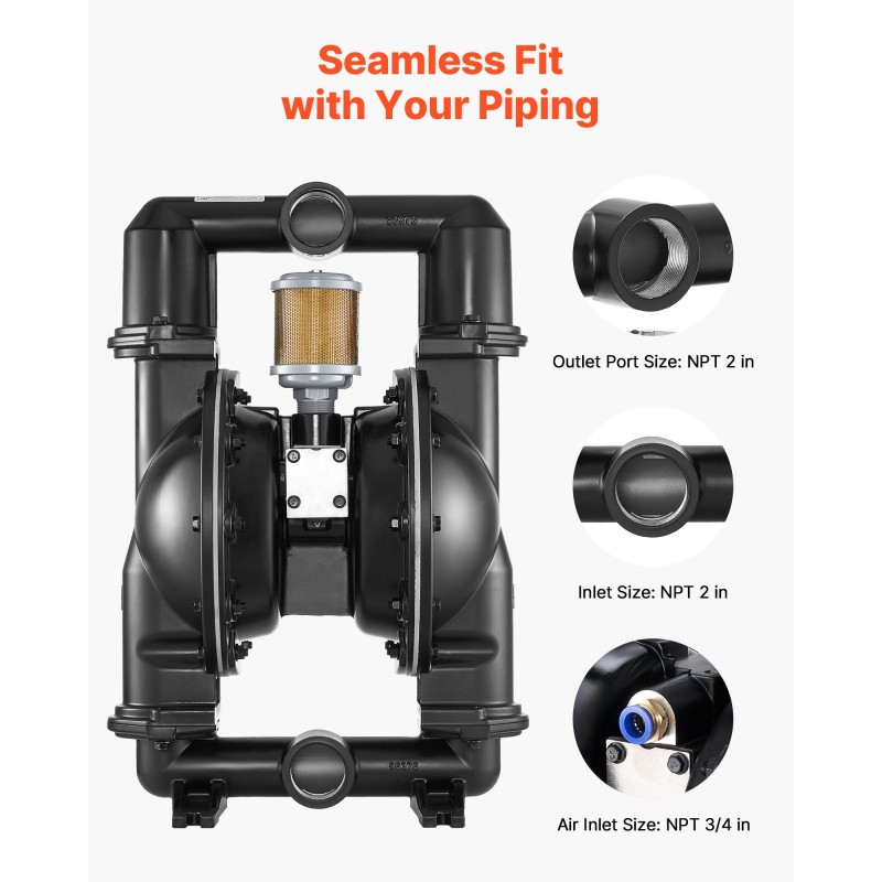 Paineilmatoiminen alumiiniseoksinen kaksikalvopumppu polttoaineille ja jäteöljylle 598 l/min